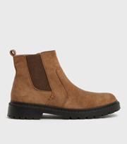 New Look Tan Suedette Chunky Chelsea Boots